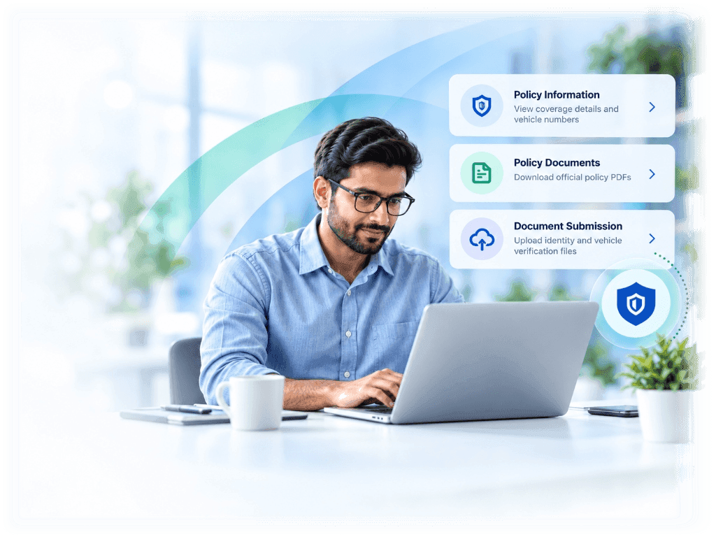 Professional using online insurance customer portal